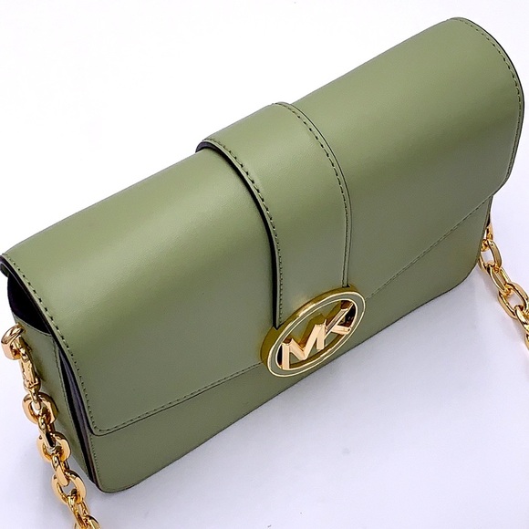 MICHAEL KORS CARMEN MEDIUM CONVERTIBLE SHOULDER BAG LIGHT SAGE COLOR - Picture 9 of 15